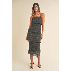 Mable Esme Tiered Smocked Floral Sleeveless Midi Dress